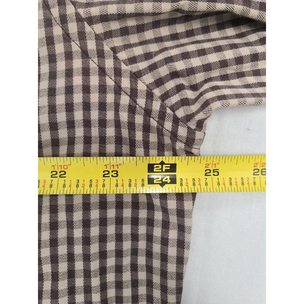 Banana Republic Mens Size L Brown Check Button Down Shirt Long Sleeve